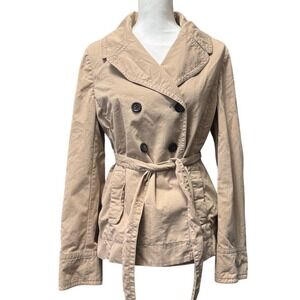 J.Crew Beige Trench Jacket Womens Size 12 Belted Classic Work Travel Coat